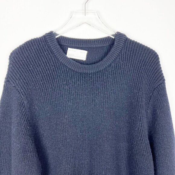 Zara Origins Heavyweight Chunky Crewneck Sweater. Midnight Blue. Men's Size XL - Picture 2 of 10